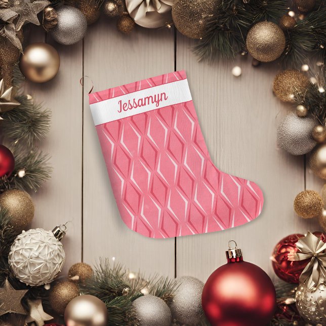 Pink Peppermint Mitte Jahrhundert Moderner Urlaub Großer Weihnachtsstrumpf (Pink Peppermint Mid Century Modern Holiday Large Christmas Stocking)