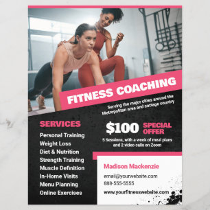 Pink Personal Trainer und Fitness Coach Flyer