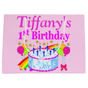 PINK PERSONALISIERT 1. GEBURTSTAG CAKE GIFT BAG GROßE GESCHENKTÜTE