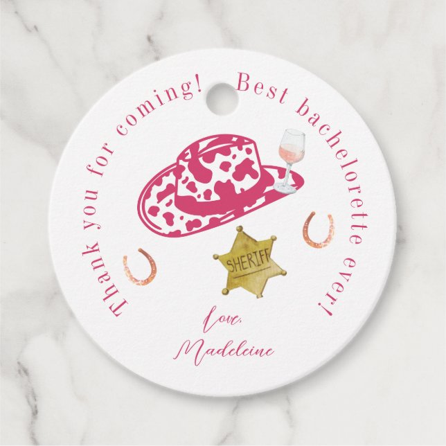Pink Personalisiert Cowgirl Hat Country Bacheloret Geschenkanhänger (Vorderseite)