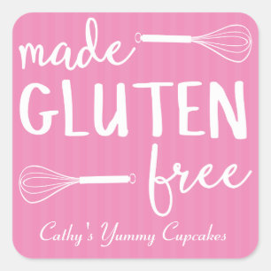 Pink Personalisiert Made Gluten Free Bäckerei Whis Quadratischer Aufkleber