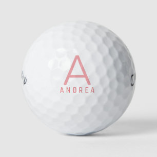Pink Personalisiert Modern Monogram Name Golfball