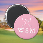 Pink Personalisiert Monogram Golf Clubs Magnet<br><div class="desc">Personalisieren Sie das Monogramm in klassischer Typografie,  um ein einzigartiges Golfgeschenk zu schaffen und für jeden Golfer zu behalten. Entwickelt von Thisisnotme©</div>