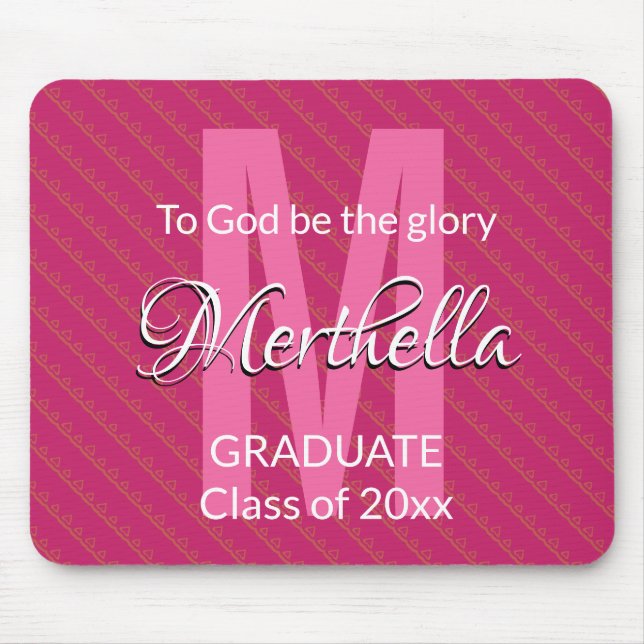 Pink Personalisiert Monogramm Name Graduate Mousepad (Vorne)