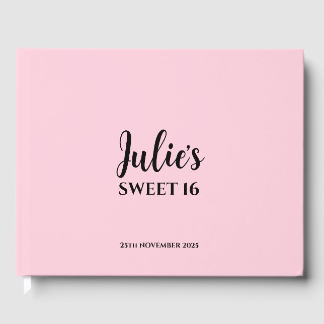 Pink Personalisiert Sweet 16 Gästebuch (Vorderseite)