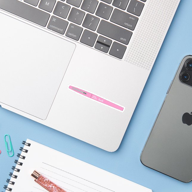 Pink Personalisiert Teacher Sticker (Laptop mit iPhone)