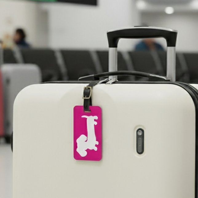 Pink Personalisierte Dackel Gepäcktasche Gepäckanhänger (Dachshund Luggage tag)