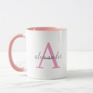Pink personalisierte Monogramm mit Ihrem Namen Tasse