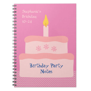 Pink Personalize Birthday Cake Party Event Plane Notizblock