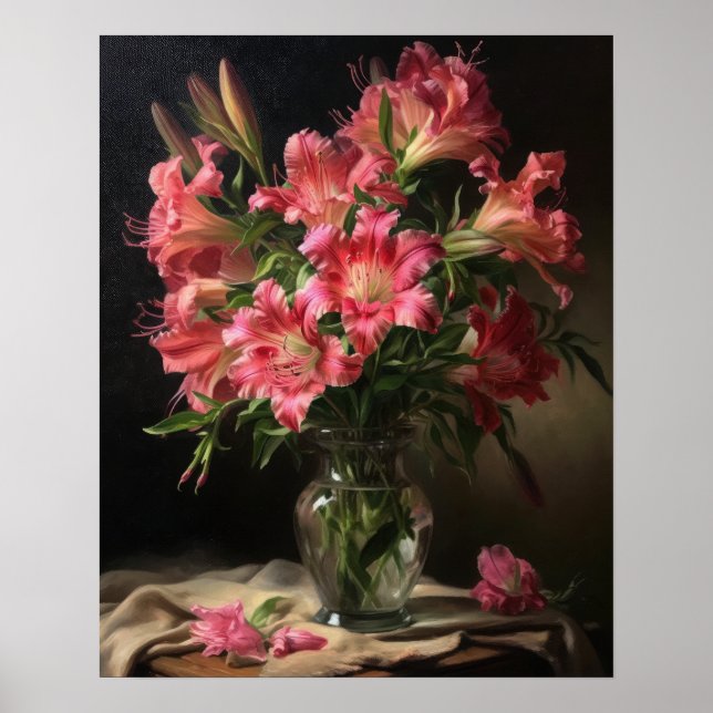 Pink Peruanische Blume Lilie Kunst, Dichtung und M Poster (Vorne)