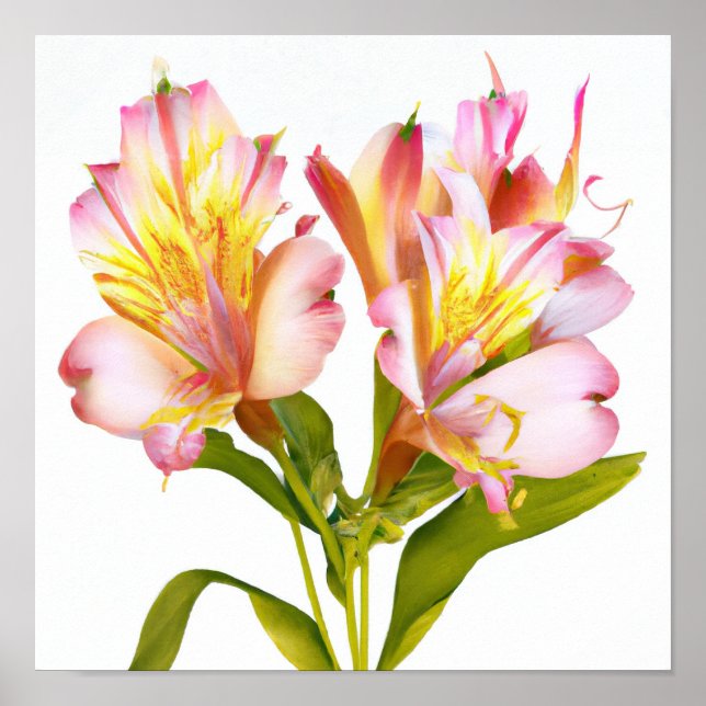 Pink Peruanische Blume Lilie Kunst, Dichtung und M Poster (Vorne)