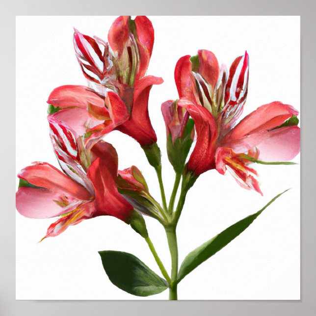 Pink Peruvian Lilies Blume Art Print Poster (Vorne)