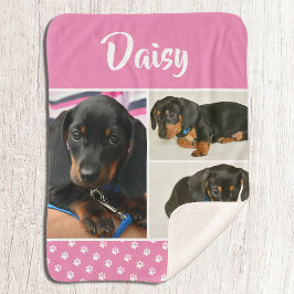 Pink Pet Foto Collage Hund Lover Pawprint Sherpadecke