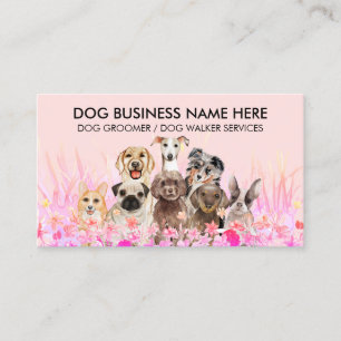 Pink Pet Sitter Walker Hundetagesmutter Blumen Visitenkarte