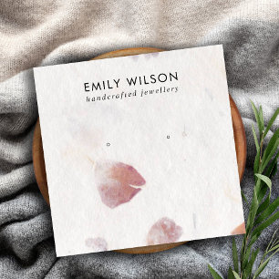 PINK PETAL HANDMADE PAPIER STUD EARRING DISPLAY QUADRATISCHE VISITENKARTE