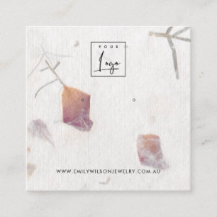 PINK PETAL HANDMADE PAPIER STUD EARRING DISPLAY QUADRATISCHE VISITENKARTE