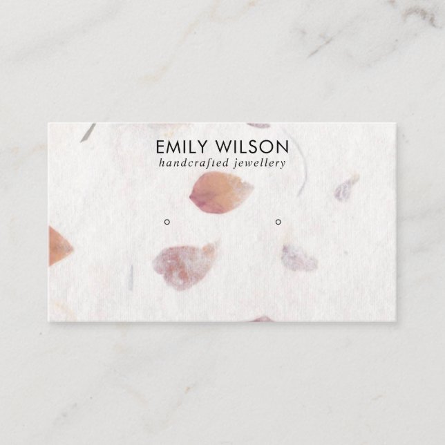 PINK PETAL HANDMADE PAPIER STUD EARRING DISPLAY VISITENKARTE (Vorderseite)