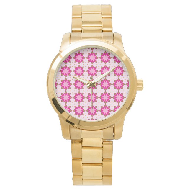 Pink Petal Mosaic pattern Armbanduhr (Vorderseite)
