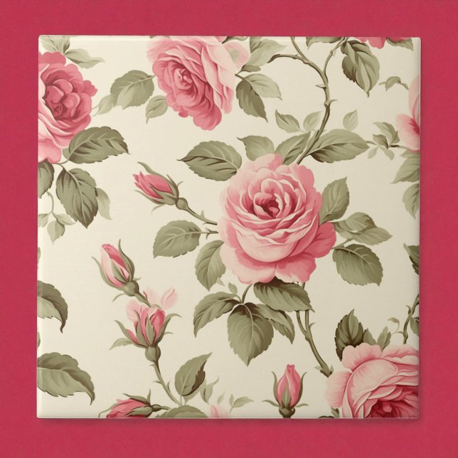 Pink Petal Peach Blossom Elegance Fliese (Von Creator hochgeladen)