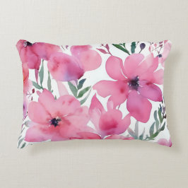 Pink Petals | Watercolor Floral Painted Flowers Dekokissen