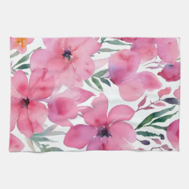 Pink Petals | Watercolor Floral Painted Flowers Geschirrtuch