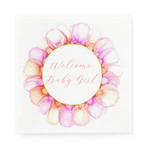 Pink Petals Wreath Paper Napkin