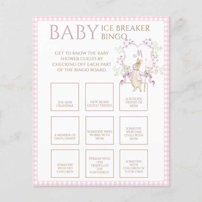 Pink Peter der Rabbit Baby Ice Breaker Bingo Spiel (Vorderseite)