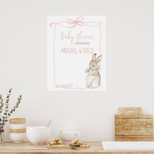 Pink Peter der Rabbit Beatrix Baby Dusche Willkomm Poster