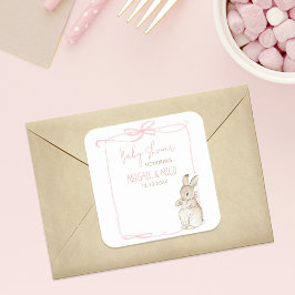 Pink Peter der Rabbit Beatrix Baby Dusche Willkomm Quadratischer Aufkleber