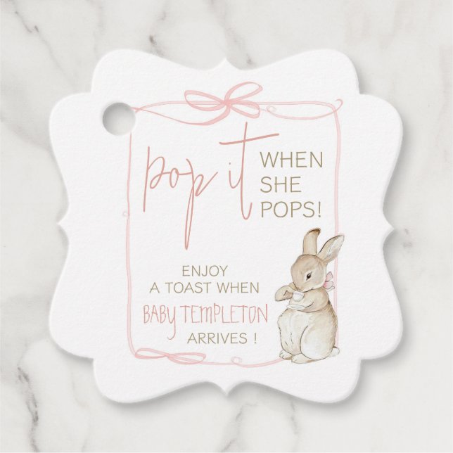 Pink Peter der Rabbit Beatrix Girl Babydusche Geschenkanhänger (Vorderseite)