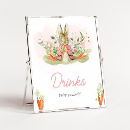 Pink Peter Rabbit Babydusche Getränke Poster