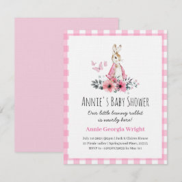 Pink Peter Rabbit Einladung Babydusche niedlich