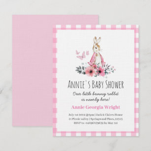 Pink Peter Rabbit Einladung Babydusche niedlich