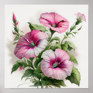 Pink Petunias Blume Art Print Poster