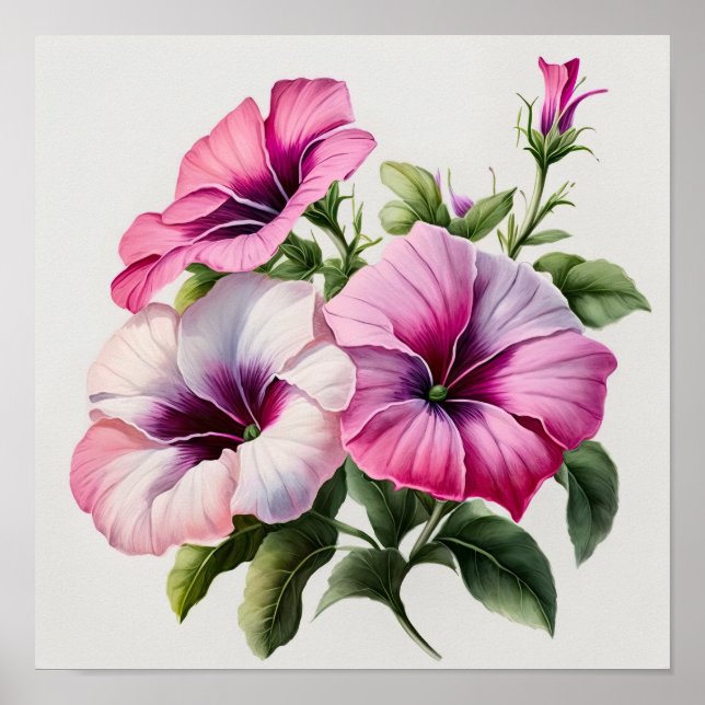 Pink Petunias Blume Art Print Poster (Vorne)