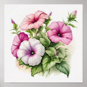 Pink Petunias Blume Art Print Poster