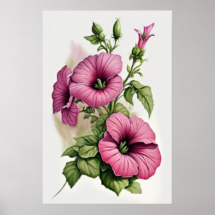 Pink Petunias Blume Art Print Poster