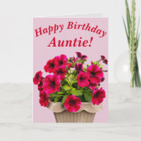 Pink Petunias florale Geburtstagskarte für Tante