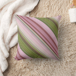 Pink Petunias Rosa und Grüner Streifen und Kariert Kissen