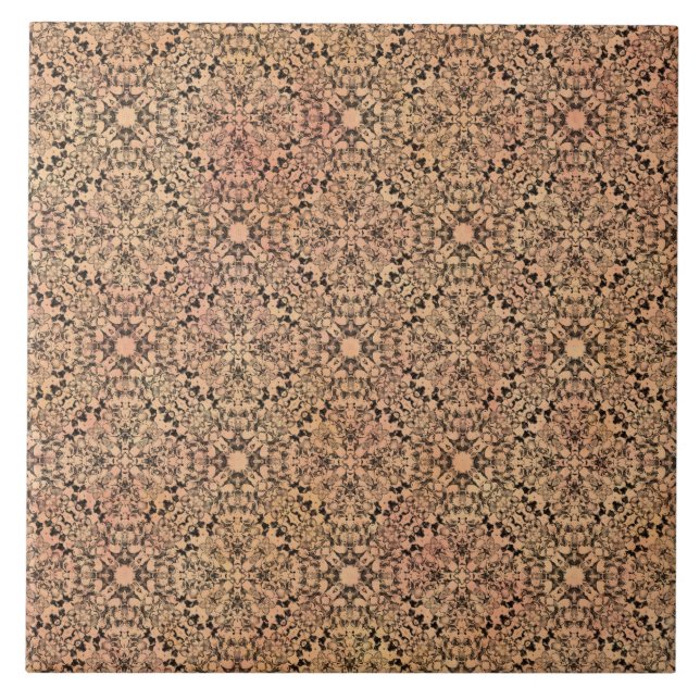 Pink, Pfirsich, Grau und Schwarzer Strick Fliese (Vorderseite)