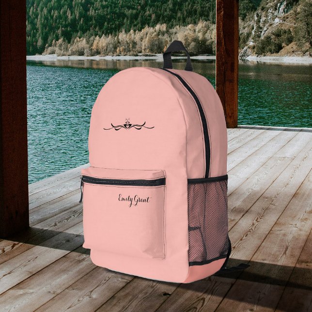 Pink Pfirsich Personalisiert mit Name Bedruckter Rucksack (Von Creator hochgeladen)