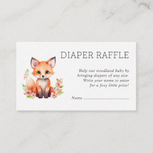 Pink-Pfirsich-Wald-Fuchs-Baby-Party-Windel-Raffle Begleitkarte