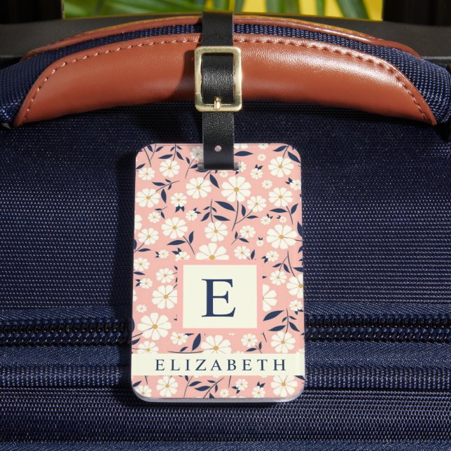 Pink-pfirsichfarbene Blume Gepäckanhänger (Vorderseite Insitu 2)