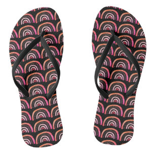 Pink-Pfirsichrosa-Rainbow-Muster Flip Flops