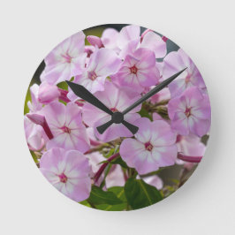 Pink Phlox Runde Wanduhr