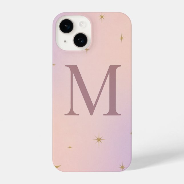 💖 Pink Phone Case with Big Yellow “M” & Stars  iPhone Hülle (Rückseite)