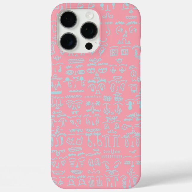 Pink Phone Case with Blue Doodle Pattern – Artisti (Rückseite)