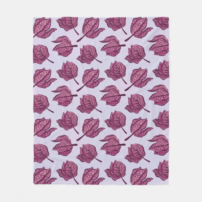 Pink Physalis Blume Muster Pastel Botanisch Fleecedecke (Vorderseite)