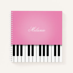 Pink Piano Music Keyboard Personalisiert Notizbuch