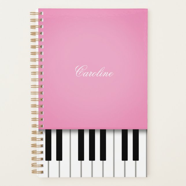 Pink Piano Personalisierte Musik Planer (Vorderseite)